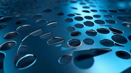 Poster - Abstract background of a blue metal laser cut pattern. This image symbolizes technology, precision, engineering, and modern design.