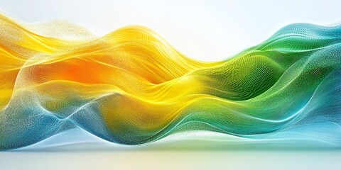 Wall Mural - Abstract wave design with blue, yellow, and green colors.