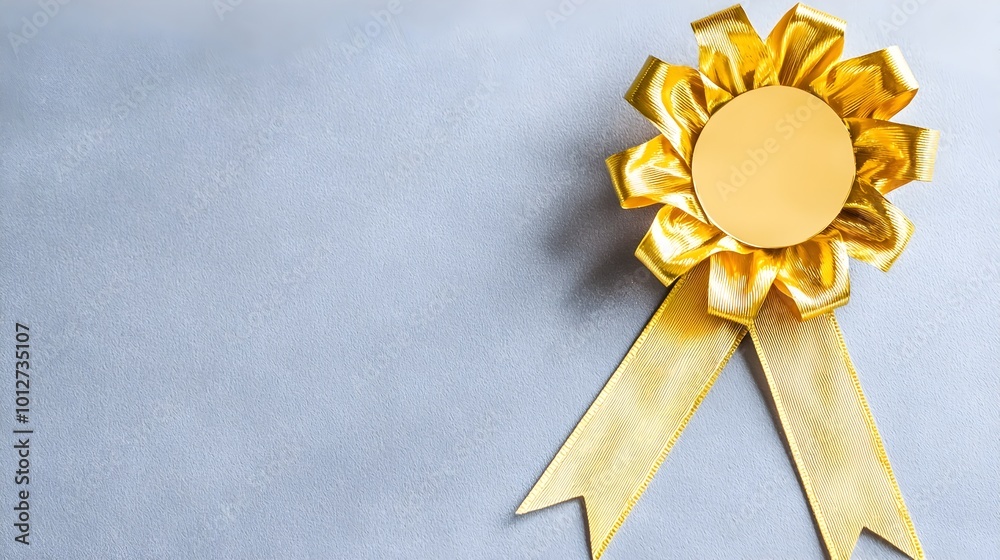 Gold Award Ribbon Rosette on Grey Background with Copy Space Stock ...