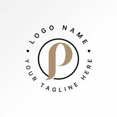 Poster - Logo design graphic concept creative abstract premium vector stock initial P serif font swoosh on line circle. Related to monogram typography branding