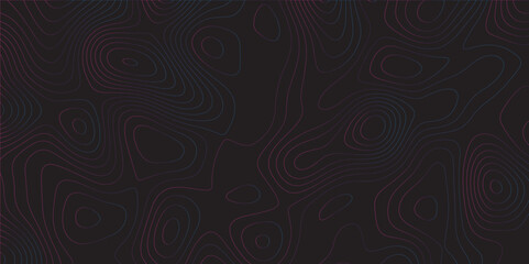 Poster - Abstract black colorful gradient Topographic line map pattern background. Contour elevation topographic and textured Background Modern design with black background with topographic wavy Patte and dot	