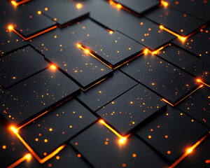 abstract dark orange glowing geometric pattern background