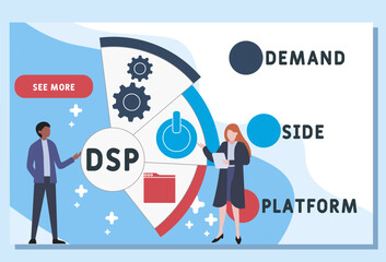 Wall Mural - DSP - demand side platform acronym. business concept background. vector illustration concept with keywords and icons. lettering illustration with icons for web banner, flyer, landing pag