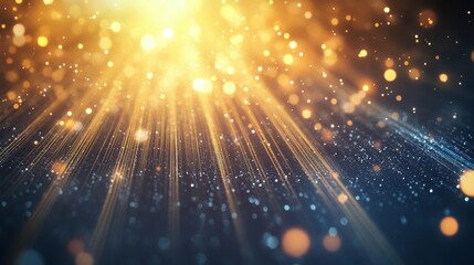 Poster - A shimmering, abstract background of golden light beams and sparkling particles, creating a dreamy, magical atmosphere.