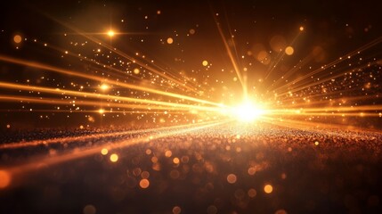 Poster - A radiant scene featuring golden rays and sparkling lights, creating a mesmerizing atmosphere filled with warmth and energy.