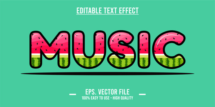 typography MUSIC word art illustration, editable text effect, eps file format	