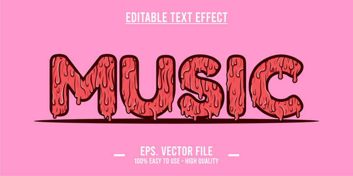 typography MUSIC word art illustration, editable text effect, eps file format	