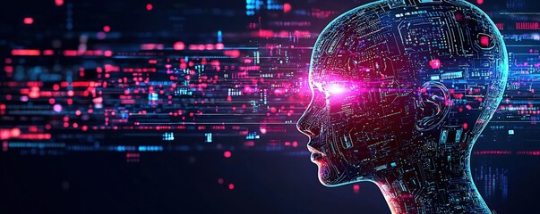 Poster - Futuristic Profile of a Cybernetic Concept