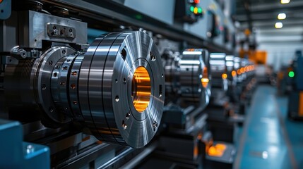 Poster - Precision CNC Machine Row in Industrial Workshop