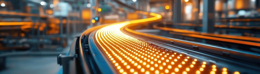 Poster - Vibrant Conveyor Belt in Industrial Setting