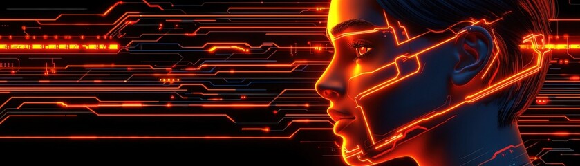Poster - Futuristic Isometric 3D Illustration of Digital Profile