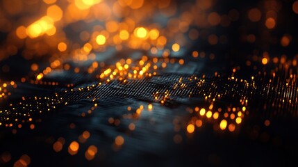 Poster - Abstract image of glowing particles resembling data or digital connections.