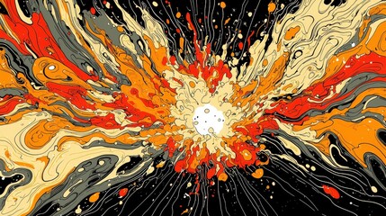 Poster - vibrant isometric 3d abstract explosion illustration