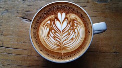 Wall Mural - A cup of coffee with latte art