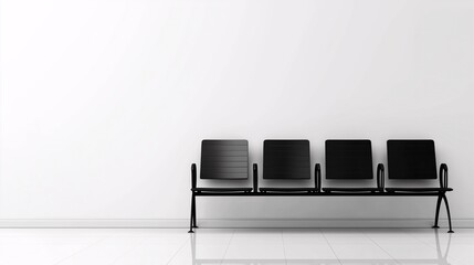 Poster - Simple Black Waiting Bench in Modern Interior Space