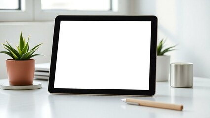 tablet computer with green leaves