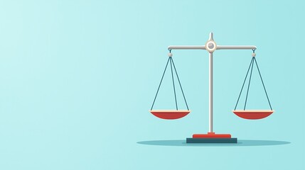 Poster - Scales of justice with equal weights, representing fairness, flat design illustration