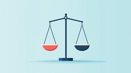 Poster - Justice scales with light and dark weights, moral balance, flat design illustration