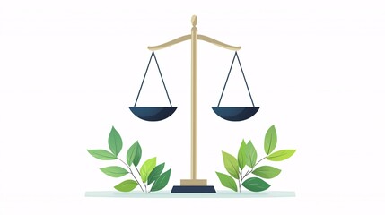 Poster - Scales of justice with olive branches, peace and fairness, flat design illustration