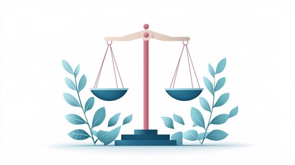 Poster - Scales of justice with olive branches, peace and fairness, flat design illustration