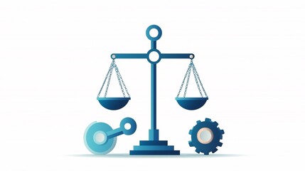 Poster - Justice scales with a key, unlocking equality, flat design illustration