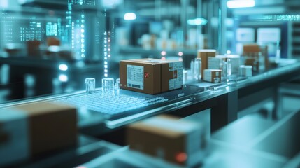 Poster - A modern automated sorting system for packages in a warehouse environment.