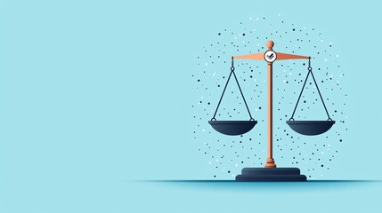 Poster - Justice scales with equal signs, universal equality, flat design illustration