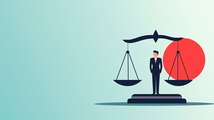 Poster - Scales of justice with a rising sun, hope in morality, flat design illustration
