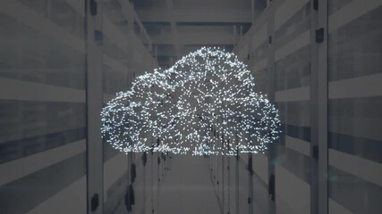 Poster - animation of cloud icon over computer servers