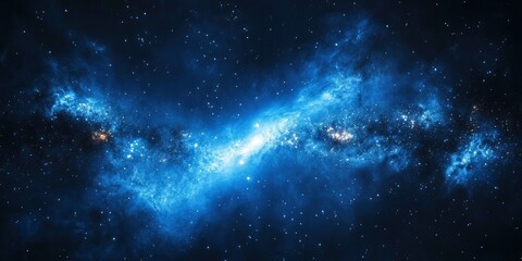 Wall Mural - stars and nebulae in a captivating blue galaxy dance in the cosmos