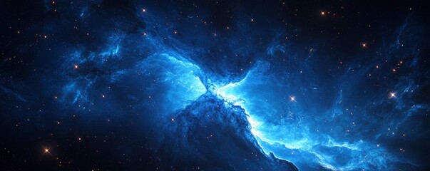 Wall Mural - stars and nebulae in a captivating blue galaxy dance in the cosmos