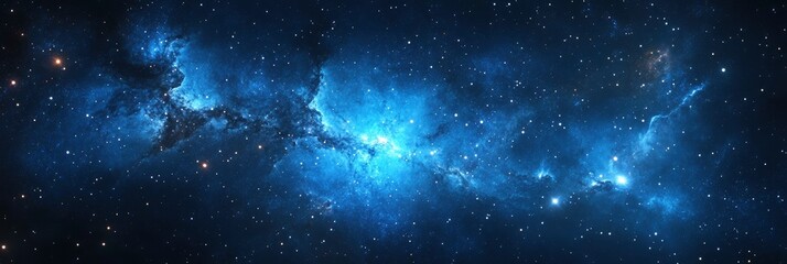 Wall Mural - stars and nebulae in a captivating blue galaxy dance in the cosmos