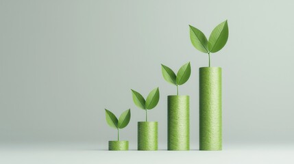 Poster - Green Growth Concept -  Plants in Cylinders Representing Progress.