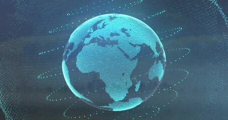 Poster - Animation of globe with connections over blue background