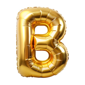 gold foil letter b celebration balloon on white background