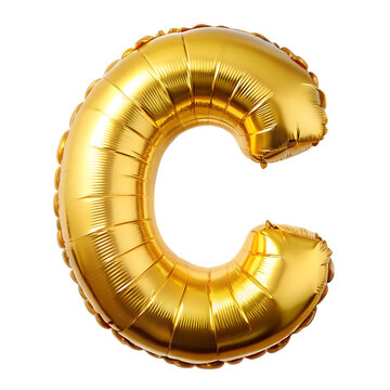 gold foil letter c celebration balloon on white background