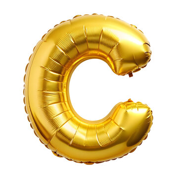 gold foil letter c celebration balloon on white background