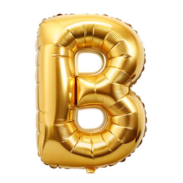 gold foil letter b celebration balloon on white background