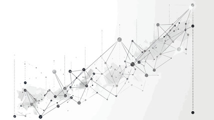 Poster - Abstract Growth Chart with Polygonal Line and Dots on Grey Background - Flat Minimalist Vector Business Concept
