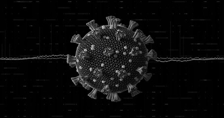 Wall Mural - Animation of f data processing and covid 19 virus cell