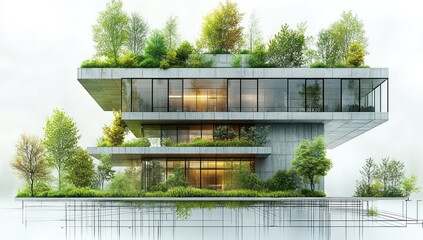 Canvas Print - Modern Eco-Friendly Building Design