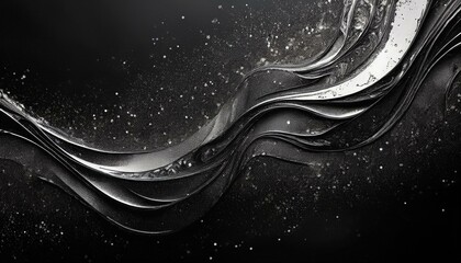 Wall Mural - abstract black background with silver dust