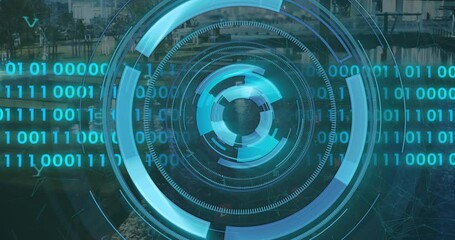 Poster - animation of scope scanning with data processing over cityscape