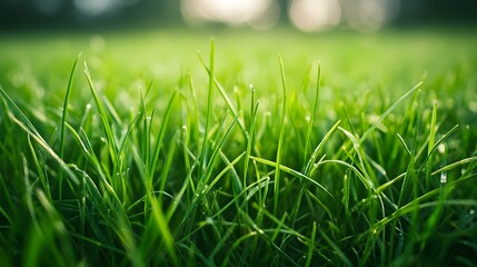 Canvas Print - Close-up View of Lush Green Grass Blades