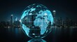 © Elena - Futuristic Digital Globe Over City Skyline at Night