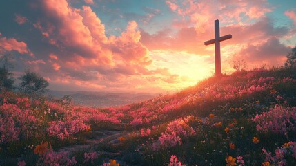 Poster - Sunset with a Cross