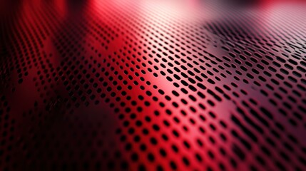 Poster - Abstract red textured surface with perforated patterns and reflections.