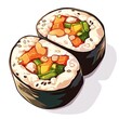 © merida - Top view vector illustration of kimbap in sticker format