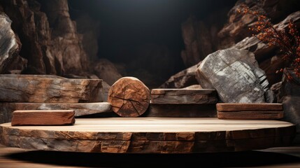 Wall Mural - a piece of wood sitting on top of a wooden platform