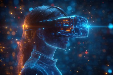 Canvas Print - Woman Experiencing Virtual Reality